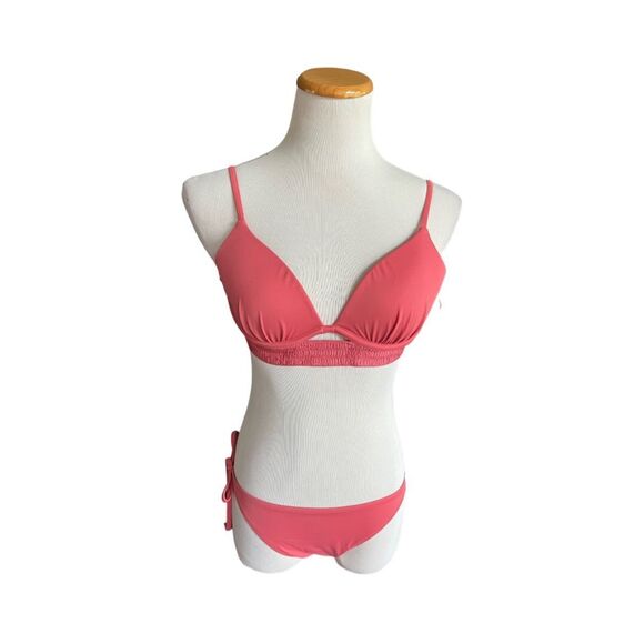 NWT Womens Shade & Shore Mauve Ruched Halter Bikini Swimsuit  - Sz 34B / M - Picture 1 of 2